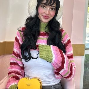 Multicolored Stripe Super Cropped Sweater